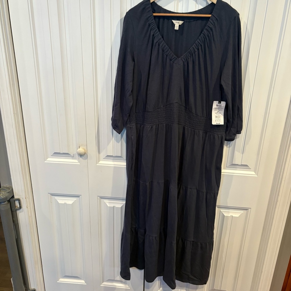 Terra & Sky Gray Midi Dress Size 2X